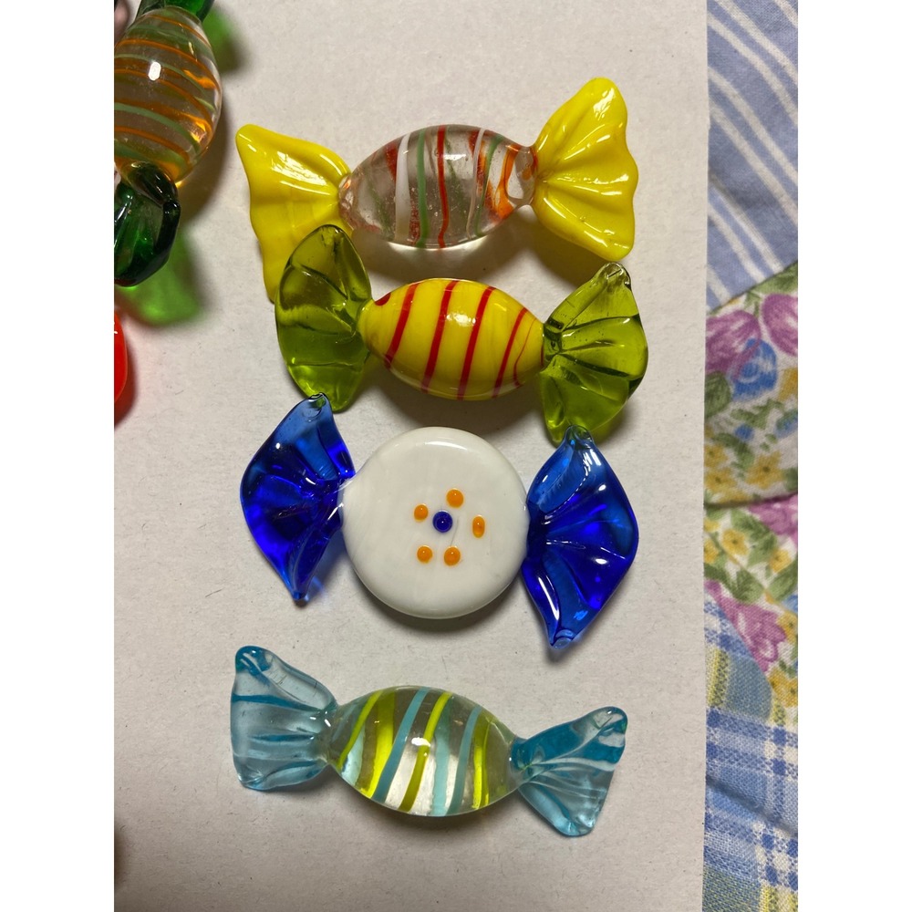 Vintage Murano Style Art Glass Candy Lot 20 Pieces Assorted Colors Swirl Stripes - Picture 5 of 7